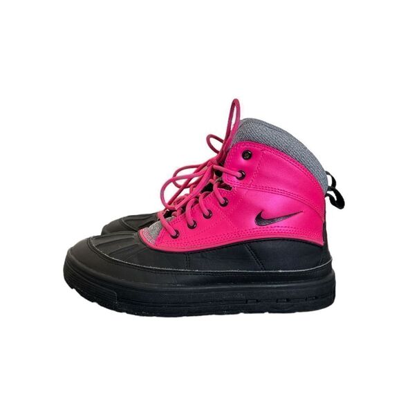 Nike Youth Pink Black Gray Woodside High ACG Leather Snow Boots